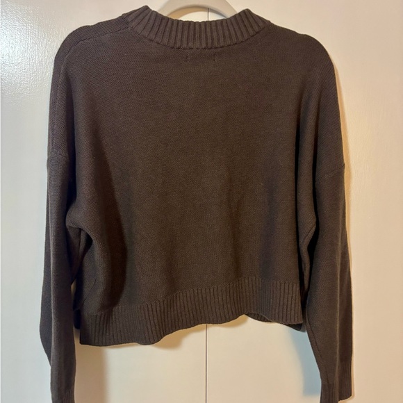 NWT Quince 100% Organic Cotton Cropped Cardigan - Heather Brown Large - Picture 8 of 11